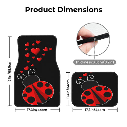 4pcs, Car Floor Mats With Exquisite Appearance And Iconic Car Mat Theme, Heart Ladybug Pattern, Suitable For Cars, Trucks And SUVs, Durable And Easy To Clean, All-Season Use, Perfect For Car Enthusias