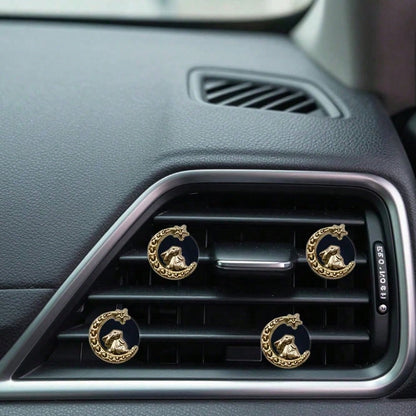 4pcs Electroplated Gold Moon Rabbit Car Air Vent Decor, Premium Elegant Minimalist, Suitable For Women's Car Interior Accessories, Ideal Holiday Gift, Fragrance-Free- For Decoration Only