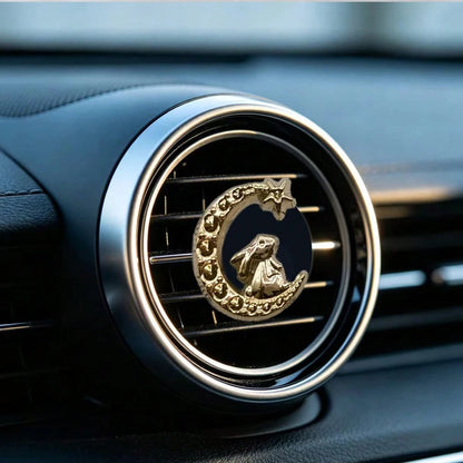 4pcs Electroplated Gold Moon Rabbit Car Air Vent Decor, Premium Elegant Minimalist, Suitable For Women's Car Interior Accessories, Ideal Holiday Gift, Fragrance-Free- For Decoration Only