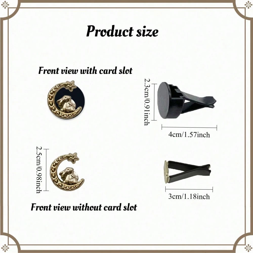 4pcs Electroplated Gold Moon Rabbit Car Air Vent Decor, Premium Elegant Minimalist, Suitable For Women's Car Interior Accessories, Ideal Holiday Gift, Fragrance-Free- For Decoration Only
