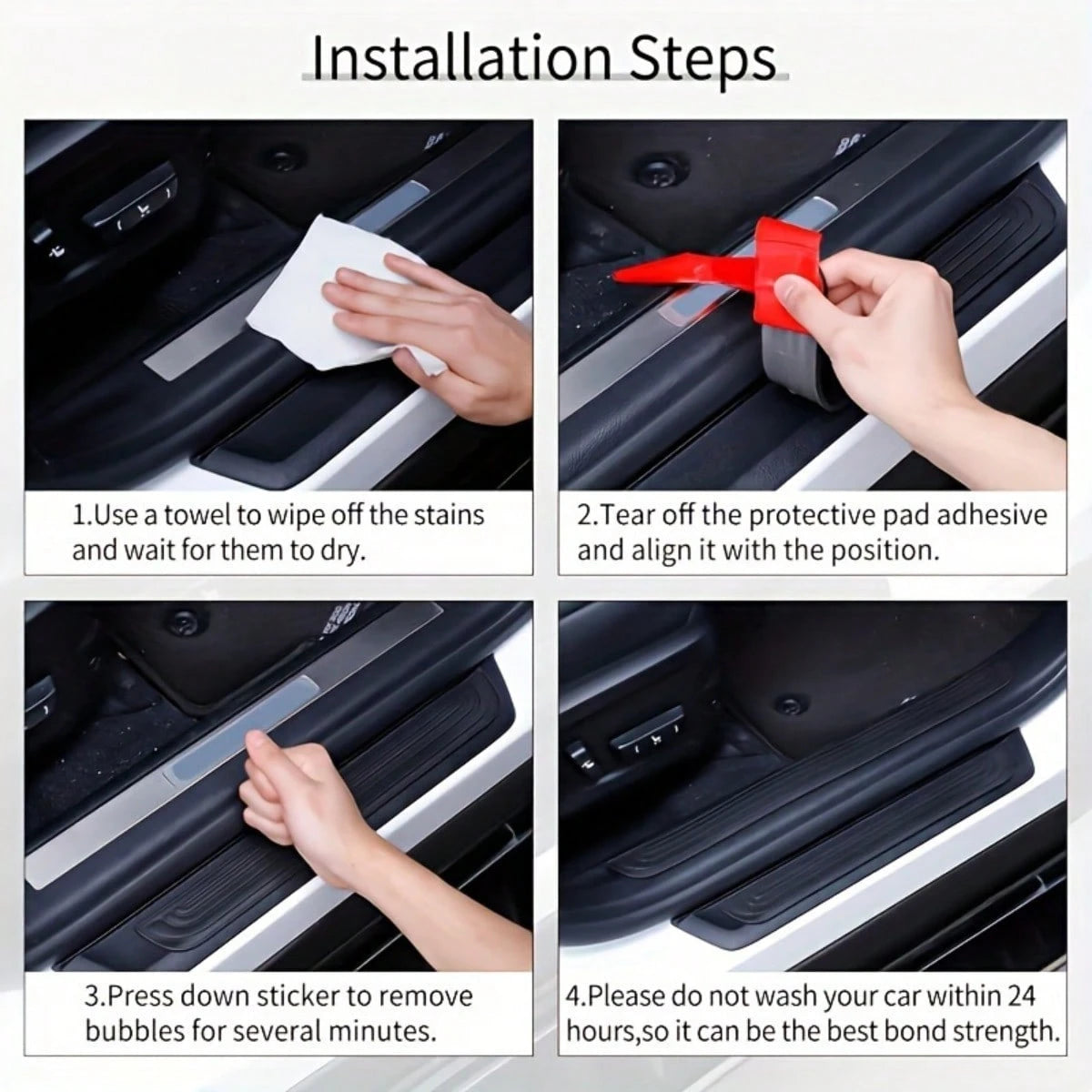 4pcs Flexible Anti-Scratch PVC Car Door Edge Guards Set| Anti-Slip Door Sill Protector Fits All Models, Enhancing Safety And Aesthetics