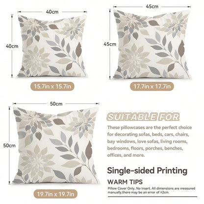 4pcs Geometric Leaf Pattern Pillow Covers Without Inserts, Single-Sided Printed Pillow Covers, Suitable For Living Room Bedroom Home Decor, All-Season Pillow Covers