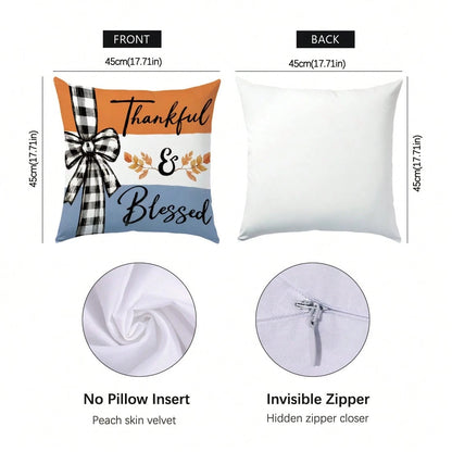 4pcs Minimalist Autumn Watercolor Pumpkin Cushion Covers, Single-Sided Printed Peach Skin Velvet Polyester Material, 45*45/50*50CM Pillow Covers Suitable For Room Decoration, Modern Minimalist Sofa Li