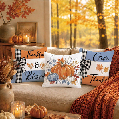 4pcs Minimalist Autumn Watercolor Pumpkin Cushion Covers, Single-Sided Printed Peach Skin Velvet Polyester Material, 45*45/50*50CM Pillow Covers Suitable For Room Decoration, Modern Minimalist Sofa Li