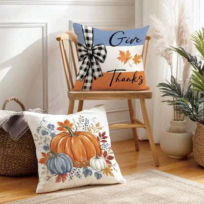 4pcs Minimalist Autumn Watercolor Pumpkin Cushion Covers, Single-Sided Printed Peach Skin Velvet Polyester Material, 45*45/50*50CM Pillow Covers Suitable For Room Decoration, Modern Minimalist Sofa Li