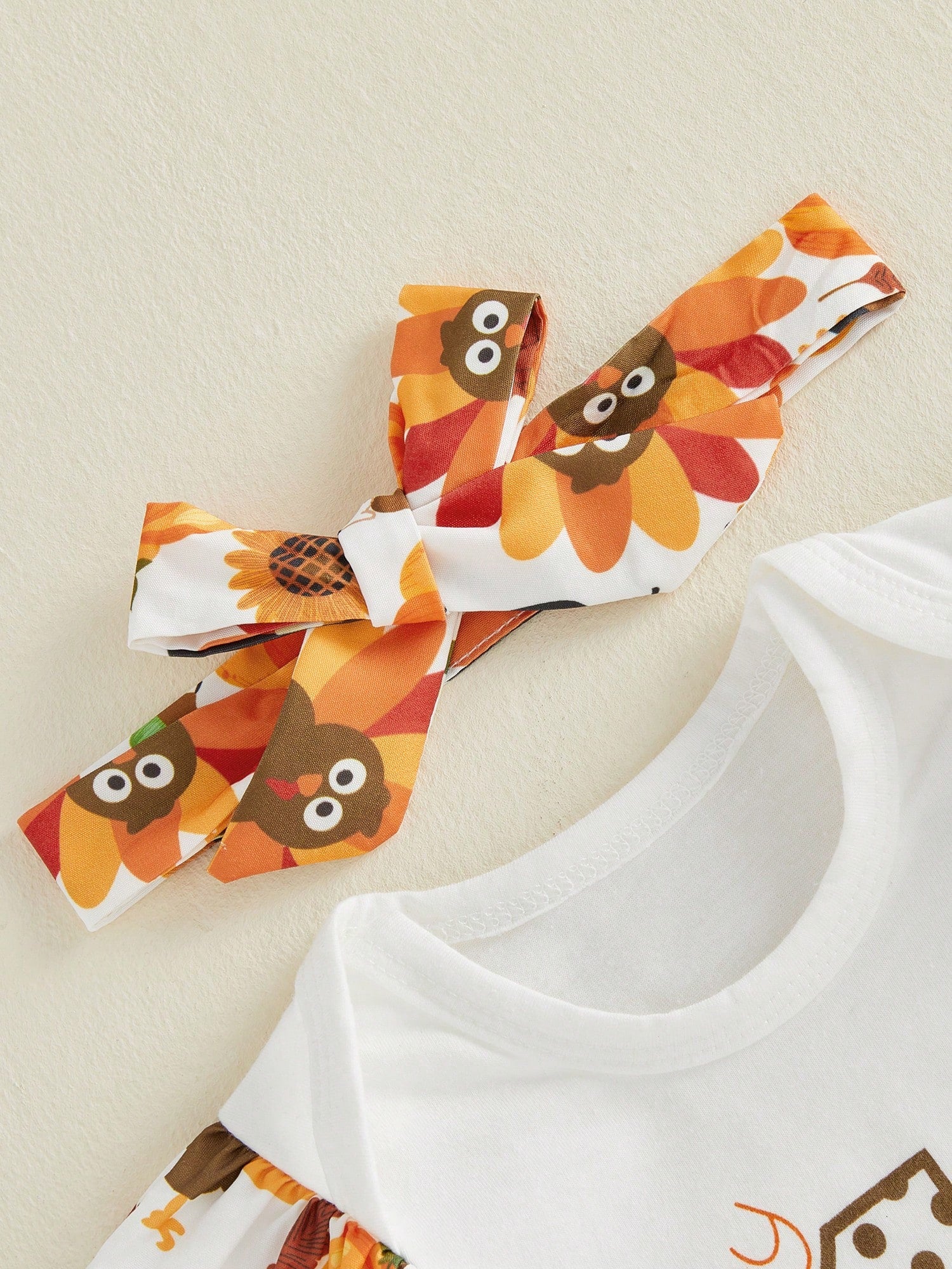 4Pcs Newborn Baby Girl Thanksgiving Clothes Long Sleeve Romper Tops + Skort Skirt + Headband + Socks 3M 6M 9M 12M 18M Infant Casual Skirt Set