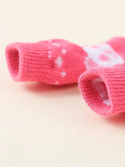 4pcs Pet Cute Socks, Dog Shoes Socks, Cat Paw Protectors, Anti-Scratch Furniture, Warm For Autumn/Winter, Outdoor Wearable, Anti-Slip & Breathable