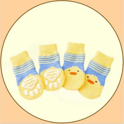4pcs Pet Cute Socks, Dog Shoes Socks, Cat Paw Protectors, Anti-Scratch Furniture, Warm For Autumn/Winter, Outdoor Wearable, Anti-Slip & Breathable