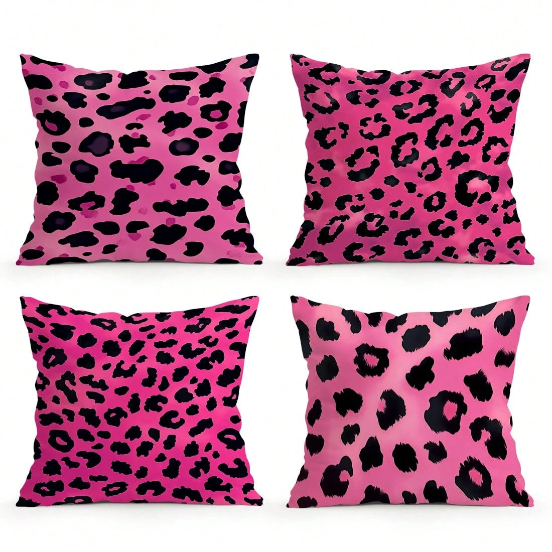 4pcs Pink Leopard Print Pillow Covers, Single-Sided Printed Cushion Covers, Suitable For Living Room, Bedroom, Home Decor, All Season