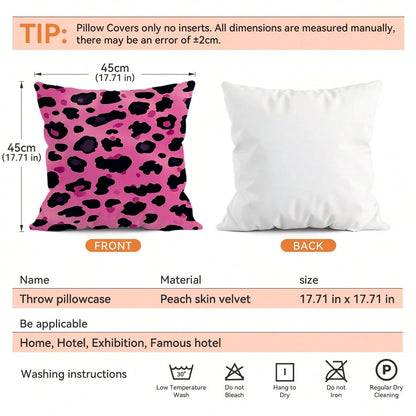 4pcs Pink Leopard Print Pillow Covers, Single-Sided Printed Cushion Covers, Suitable For Living Room, Bedroom, Home Decor, All Season