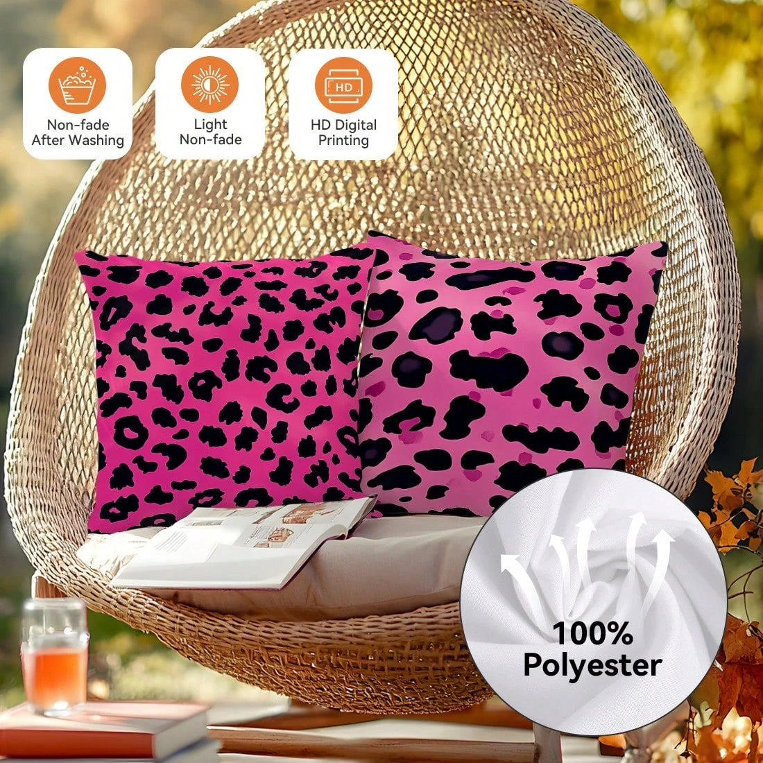 4pcs Pink Leopard Print Pillow Covers, Single-Sided Printed Cushion Covers, Suitable For Living Room, Bedroom, Home Decor, All Season