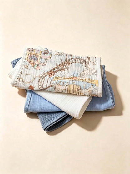 4pcs Plain Gauze Baby Burp Cloths, Highly Absorbent Soft Skin-Friendly Newborn Spit-Up Bibs, Unisex Multifunctional Face Wash & Body Wipe Care Towels