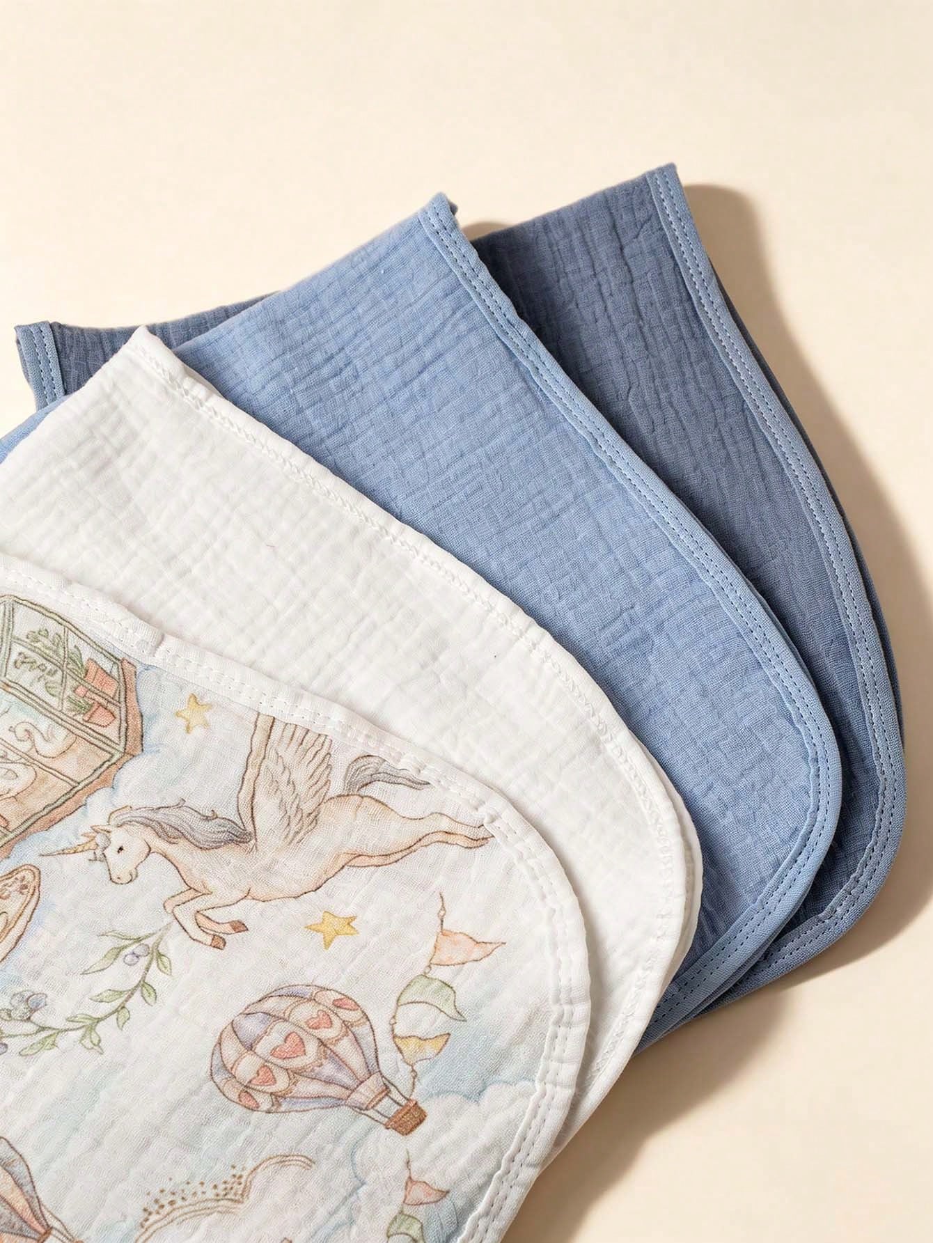 4pcs Plain Gauze Baby Burp Cloths, Highly Absorbent Soft Skin-Friendly Newborn Spit-Up Bibs, Unisex Multifunctional Face Wash & Body Wipe Care Towels