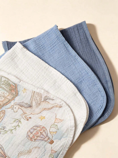 4pcs Plain Gauze Baby Burp Cloths, Highly Absorbent Soft Skin-Friendly Newborn Spit-Up Bibs, Unisex Multifunctional Face Wash & Body Wipe Care Towels