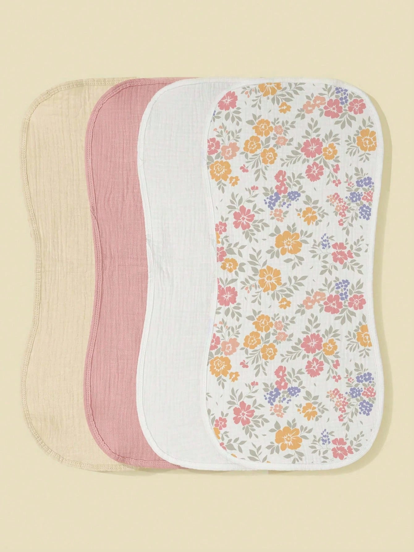 4pcs Plain Gauze Baby Burp Cloths, Highly Absorbent Soft Skin-Friendly Newborn Spit-Up Bibs, Unisex Multifunctional Face Wash & Body Wipe Care Towels