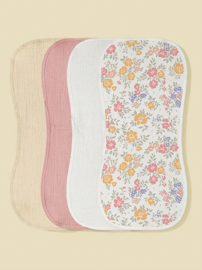 4pcs Plain Gauze Baby Burp Cloths, Highly Absorbent Soft Skin-Friendly Newborn Spit-Up Bibs, Unisex Multifunctional Face Wash & Body Wipe Care Towels