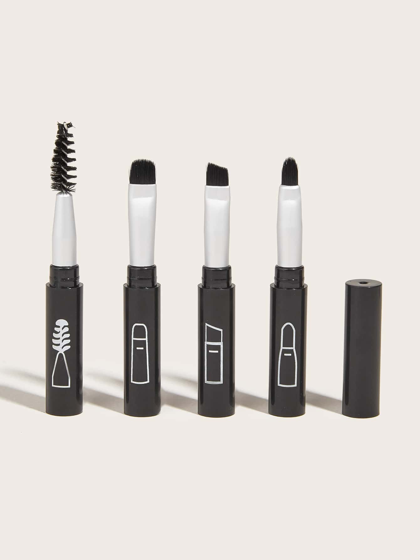 4pcs Portable 4-In-1 Makeup Brush Set Eyeshadow Brush Eyelash Comb Eyebrow Brush Lip Brush One Mini Makeup Brush Makeup Tools,Brush Set,Makeup Brush Kit,Make Up Brush Set,Make Up Set Complete,Makeup B