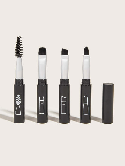 4pcs Portable 4-In-1 Makeup Brush Set Eyeshadow Brush Eyelash Comb Eyebrow Brush Lip Brush One Mini Makeup Brush Makeup Tools,Brush Set,Makeup Brush Kit,Make Up Brush Set,Make Up Set Complete,Makeup B
