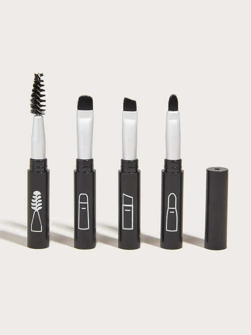 4pcs Portable 4-In-1 Makeup Brush Set Eyeshadow Brush Eyelash Comb Eyebrow Brush Lip Brush One Mini Makeup Brush Makeup Tools,Brush Set,Makeup Brush Kit,Make Up Brush Set,Make Up Set Complete,Makeup B