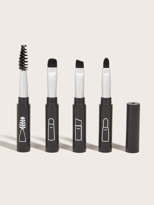 4pcs Portable 4-In-1 Makeup Brush Set Eyeshadow Brush Eyelash Comb Eyebrow Brush Lip Brush One Mini Makeup Brush Makeup Tools,Brush Set,Makeup Brush Kit,Make Up Brush Set,Make Up Set Complete,Makeup B