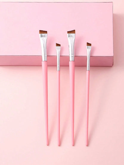 4pcs Upgrade Blade Eyeliner Brushes- Ultra-Thin, Angled, Flat & Eyebrow Brushes- Precise Makeup Tool For Small Details,Eyebrow Brush,Eyeshadow Brush,Spoolie,Spoolie Brush,Giveaways