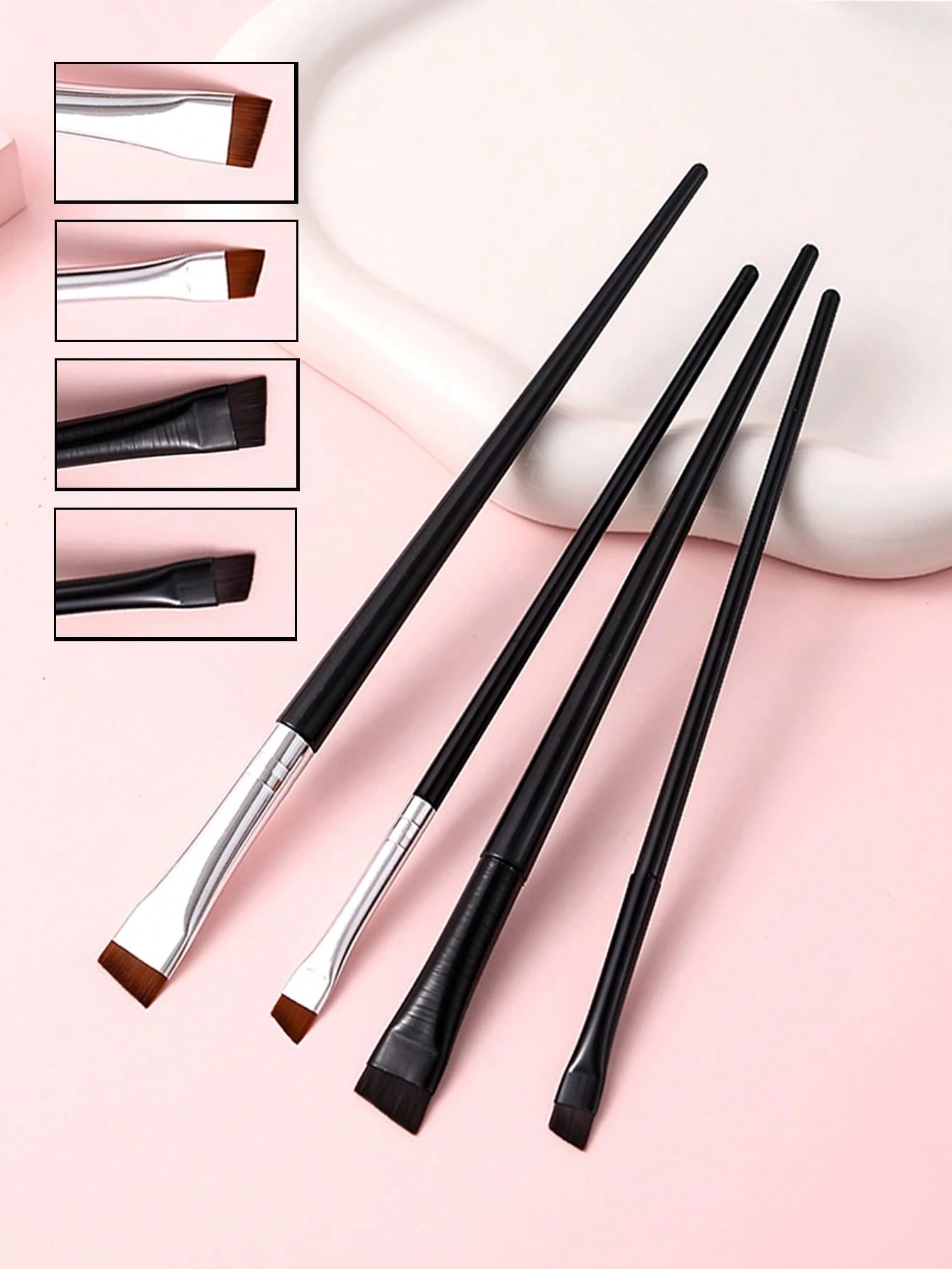 4pcs Upgrade Blade Eyeliner Brushes- Ultra-Thin, Angled, Flat & Eyebrow Brushes- Precise Makeup Tool For Small Details,Eyebrow Brush,Eyeshadow Brush,Spoolie,Spoolie Brush,Giveaways