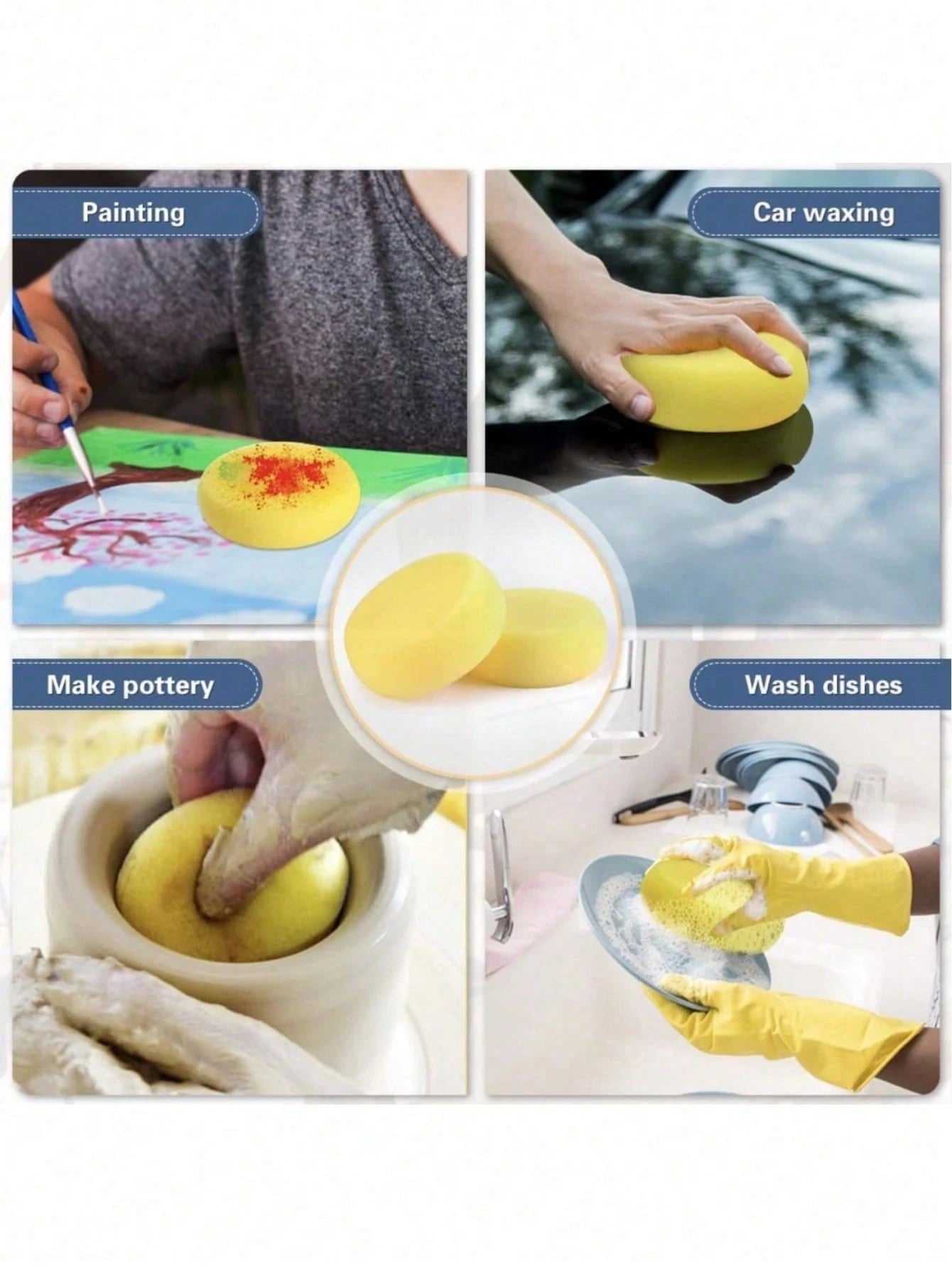 5/10/15/20pcs Round Painting Sponge, Suitable For Watercolor Crafts, Ceramic Pottery, Clay, Facial Painting And Home Use
