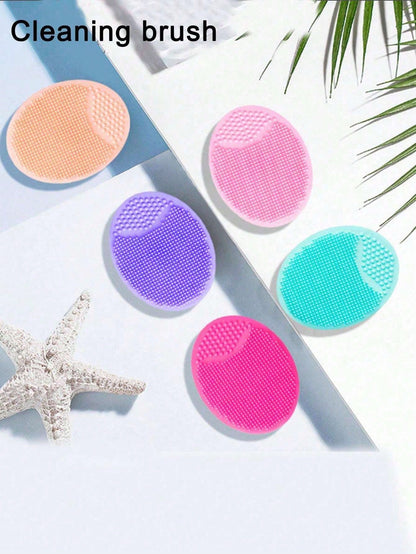 5/2pcs Mini Handheld Oval Face Cleansing Brush (With Shampoo Brush), Deep Cleansing Face Brush, Gentle Exfoliating Massage Cleansing Brush, Skincare Tool, Travel Tool
