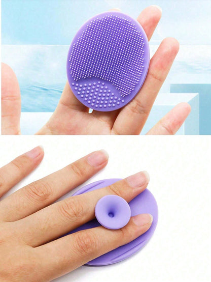 5/2pcs Mini Handheld Oval Face Cleansing Brush (With Shampoo Brush), Deep Cleansing Face Brush, Gentle Exfoliating Massage Cleansing Brush, Skincare Tool, Travel Tool