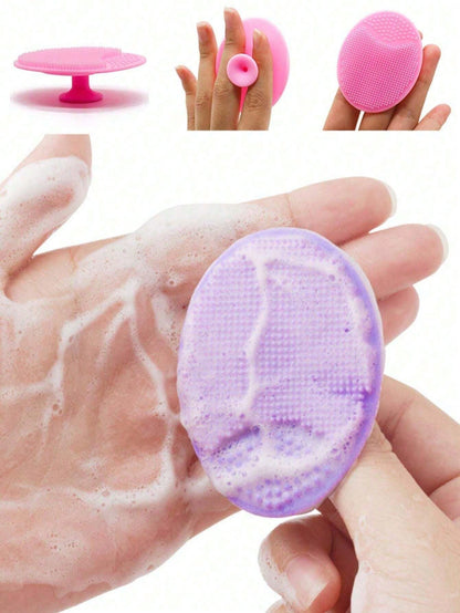 5/2pcs Mini Handheld Oval Face Cleansing Brush (With Shampoo Brush), Deep Cleansing Face Brush, Gentle Exfoliating Massage Cleansing Brush, Skincare Tool, Travel Tool