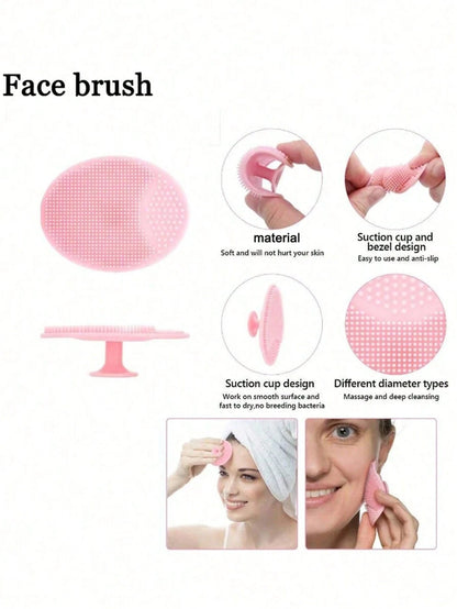 5/2pcs Mini Handheld Oval Face Cleansing Brush (With Shampoo Brush), Deep Cleansing Face Brush, Gentle Exfoliating Massage Cleansing Brush, Skincare Tool, Travel Tool
