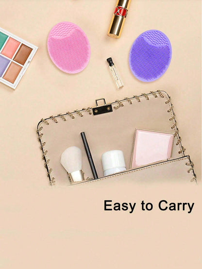 5/2pcs Mini Handheld Oval Face Cleansing Brush (With Shampoo Brush), Deep Cleansing Face Brush, Gentle Exfoliating Massage Cleansing Brush, Skincare Tool, Travel Tool