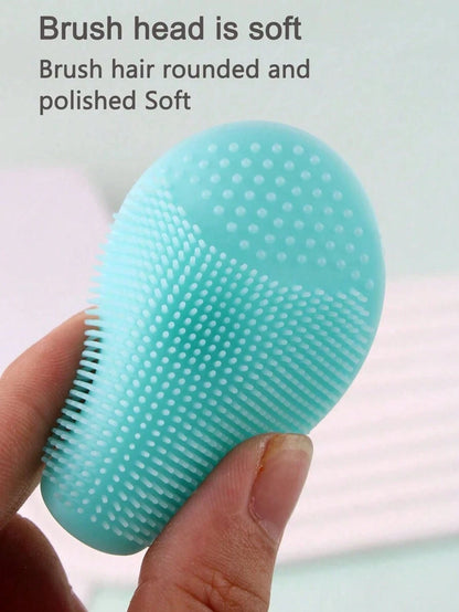 5/2pcs Mini Handheld Oval Face Cleansing Brush (With Shampoo Brush), Deep Cleansing Face Brush, Gentle Exfoliating Massage Cleansing Brush, Skincare Tool, Travel Tool