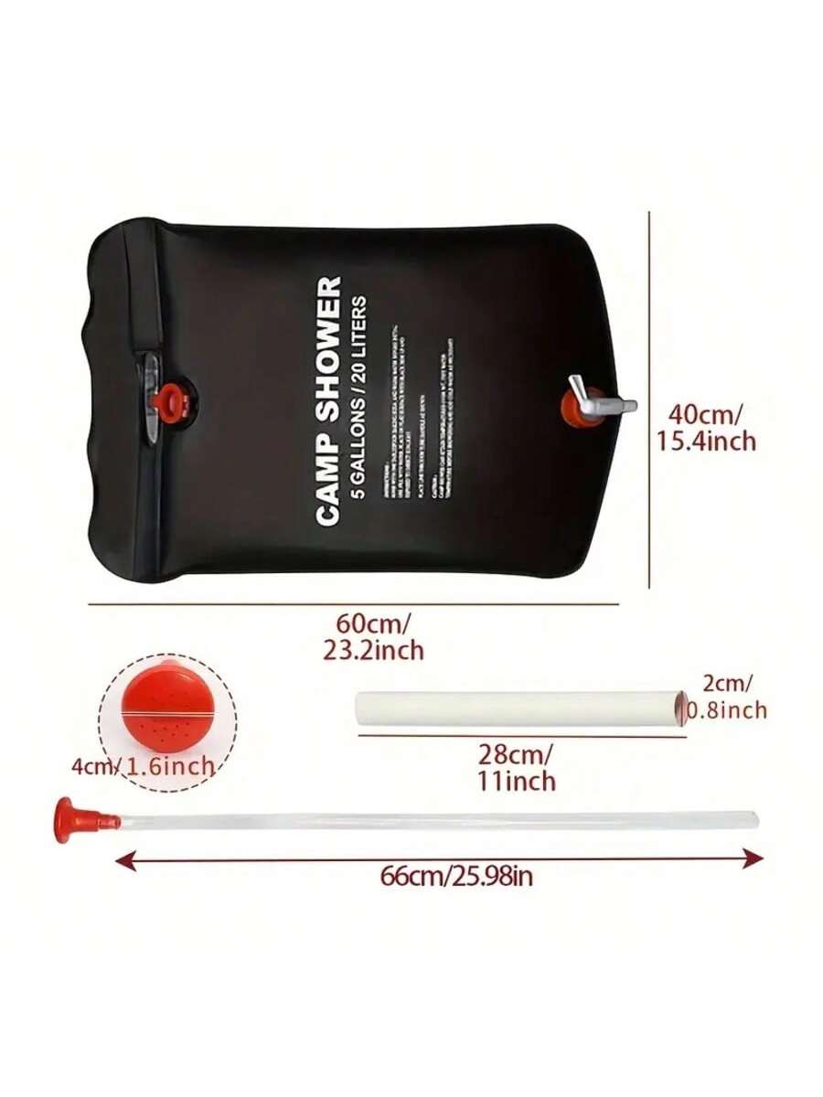 5.3 Gallon Portable Camping Shower Bag| Detachable Hose & On/Off Shower Head For Outdoor Camping, Hiking, RV Trips| Emergency Survival Gear, Backpacking Essentials