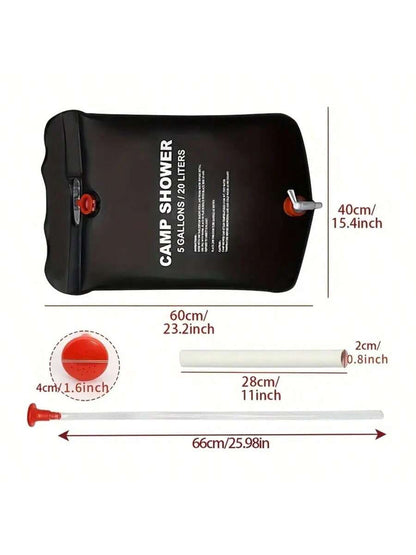 5.3 Gallon Portable Camping Shower Bag| Detachable Hose & On/Off Shower Head For Outdoor Camping, Hiking, RV Trips| Emergency Survival Gear, Backpacking Essentials
