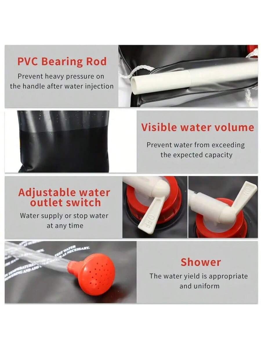 5.3 Gallon Portable Camping Shower Bag| Detachable Hose & On/Off Shower Head For Outdoor Camping, Hiking, RV Trips| Emergency Survival Gear, Backpacking Essentials
