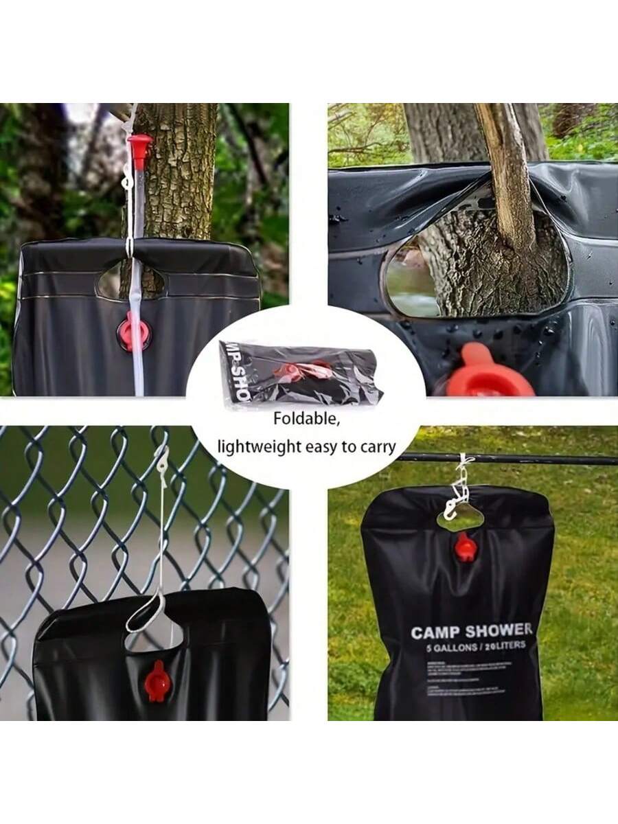 5.3 Gallon Portable Camping Shower Bag| Detachable Hose & On/Off Shower Head For Outdoor Camping, Hiking, RV Trips| Emergency Survival Gear, Backpacking Essentials