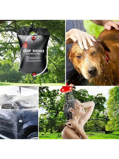 5.3 Gallon Portable Camping Shower Bag| Detachable Hose & On/Off Shower Head For Outdoor Camping, Hiking, RV Trips| Emergency Survival Gear, Backpacking Essentials