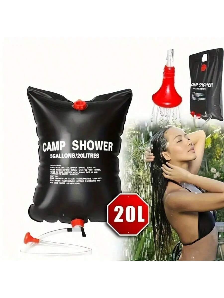 5.3 Gallon Portable Camping Shower Bag| Detachable Hose & On/Off Shower Head For Outdoor Camping, Hiking, RV Trips| Emergency Survival Gear, Backpacking Essentials