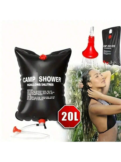 5.3 Gallon Portable Camping Shower Bag| Detachable Hose & On/Off Shower Head For Outdoor Camping, Hiking, RV Trips| Emergency Survival Gear, Backpacking Essentials