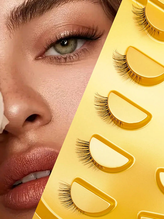 5 Pairs Half Lashes Clear Band Eyelashes Cat Eye False Eyelashes Short Soft 3d Faux Mink Eyelashes Soft Natural Makeup-5 Pairs/Box Mini And Cute Super Short Half Eye Lashes With Thin And Transparent S