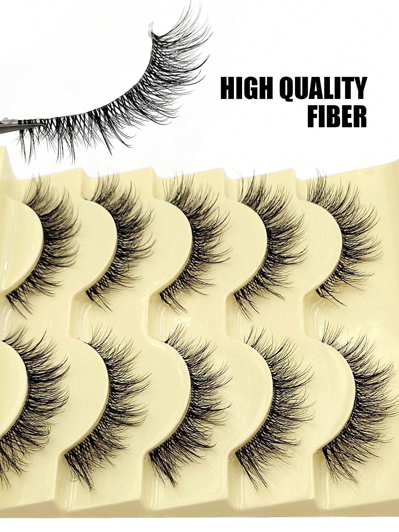 5 Pairs Natural Look False Eyelashes- Fluffy Soft Criss-Cross Cartoon Style Fake Lashes, Invisible Thin Band, Reusable, Beginner Friendly, Suitable For Cosplay & Daily Makeup