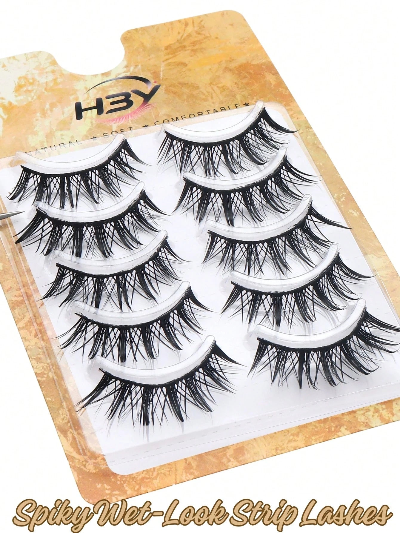 5 Pairs Spiky Wet Manga Anime False Strip Lashes, Natural Wispy Wet Look Fake Eyelashes, Layered Fluffy Eyelash Extensions, Dramatic Cat Eye Lashes, Comfortable Strip Eye Lashes Beauty Makeup Accessor