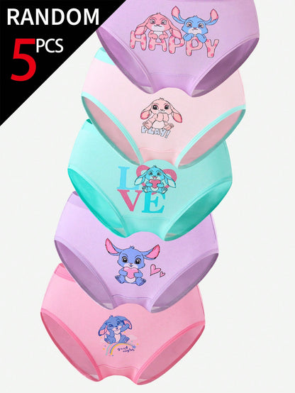 [5 Random Piece] Randomly Ships 5 Of 12 PcsToddler Girls Underwear,Soft Knit Skin-Friendly Panties With Cartoon Graphic Daily Comfortable Briefs