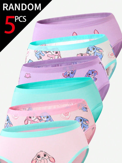 [5 Random Piece] Randomly Ships 5 Of 12 PcsToddler Girls Underwear,Soft Knit Skin-Friendly Panties With Cartoon Graphic Daily Comfortable Briefs