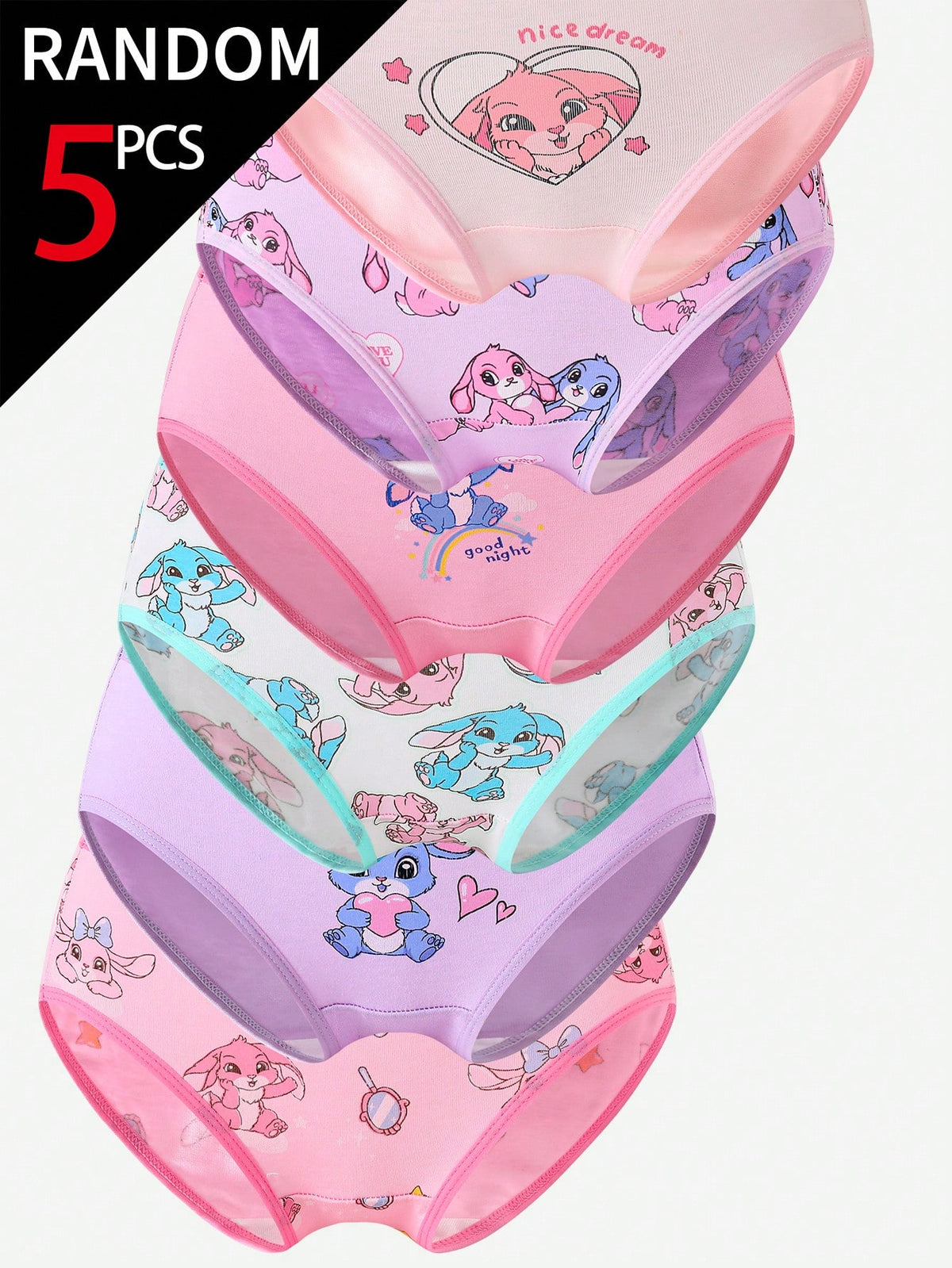 [5 Random Piece] Randomly Ships 5 Of 12 PcsToddler Girls Underwear,Soft Knit Skin-Friendly Panties With Cartoon Graphic Daily Comfortable Briefs