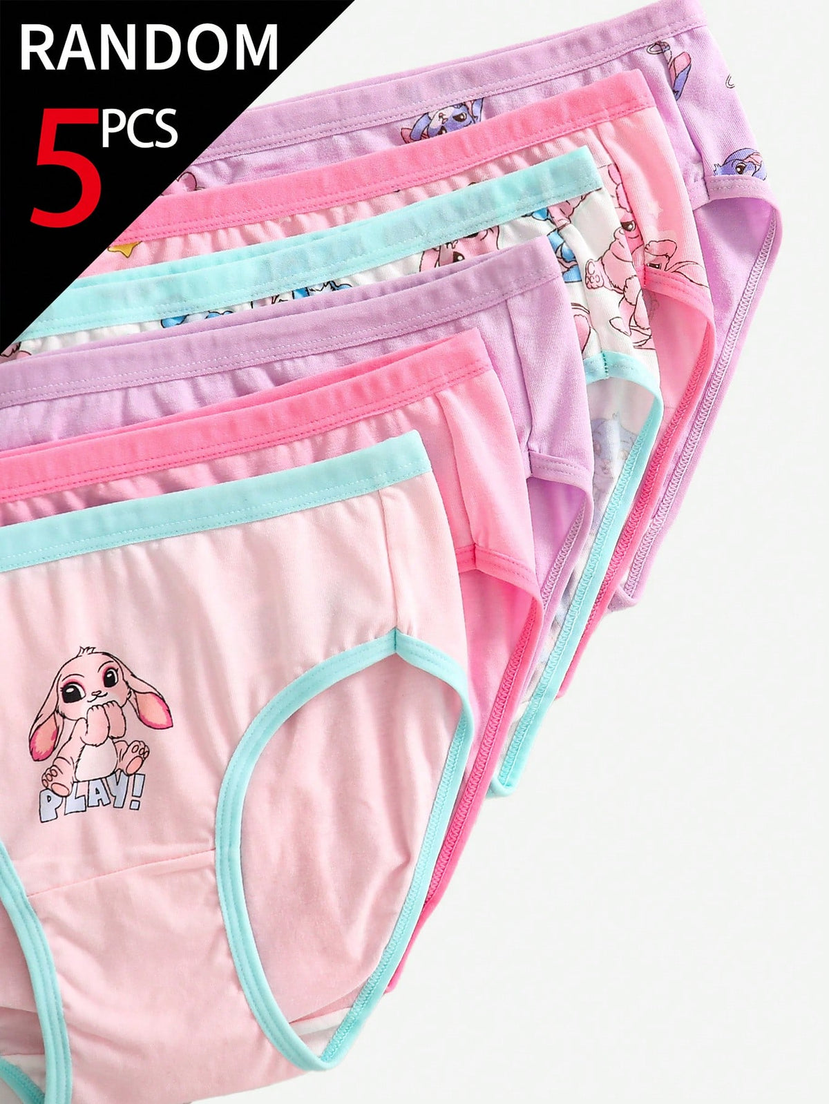 [5 Random Piece] Randomly Ships 5 Of 12 PcsToddler Girls Underwear,Soft Knit Skin-Friendly Panties With Cartoon Graphic Daily Comfortable Briefs