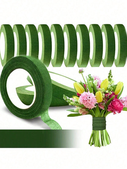 5 Rolls- 1 Roll Self-Adhesive Floral Tape, Green Stem Wrapping Tape, Paper Tape For Stems, Stamen Wrapping, Florist DIY Craft Materials, Decorative Flowers, Wedding Supplies, Packaging, Graduation Se