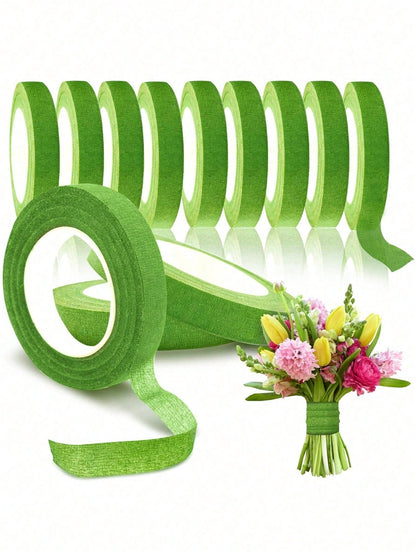 5 Rolls- 1 Roll Self-Adhesive Floral Tape, Green Stem Wrapping Tape, Paper Tape For Stems, Stamen Wrapping, Florist DIY Craft Materials, Decorative Flowers, Wedding Supplies, Packaging, Graduation Se