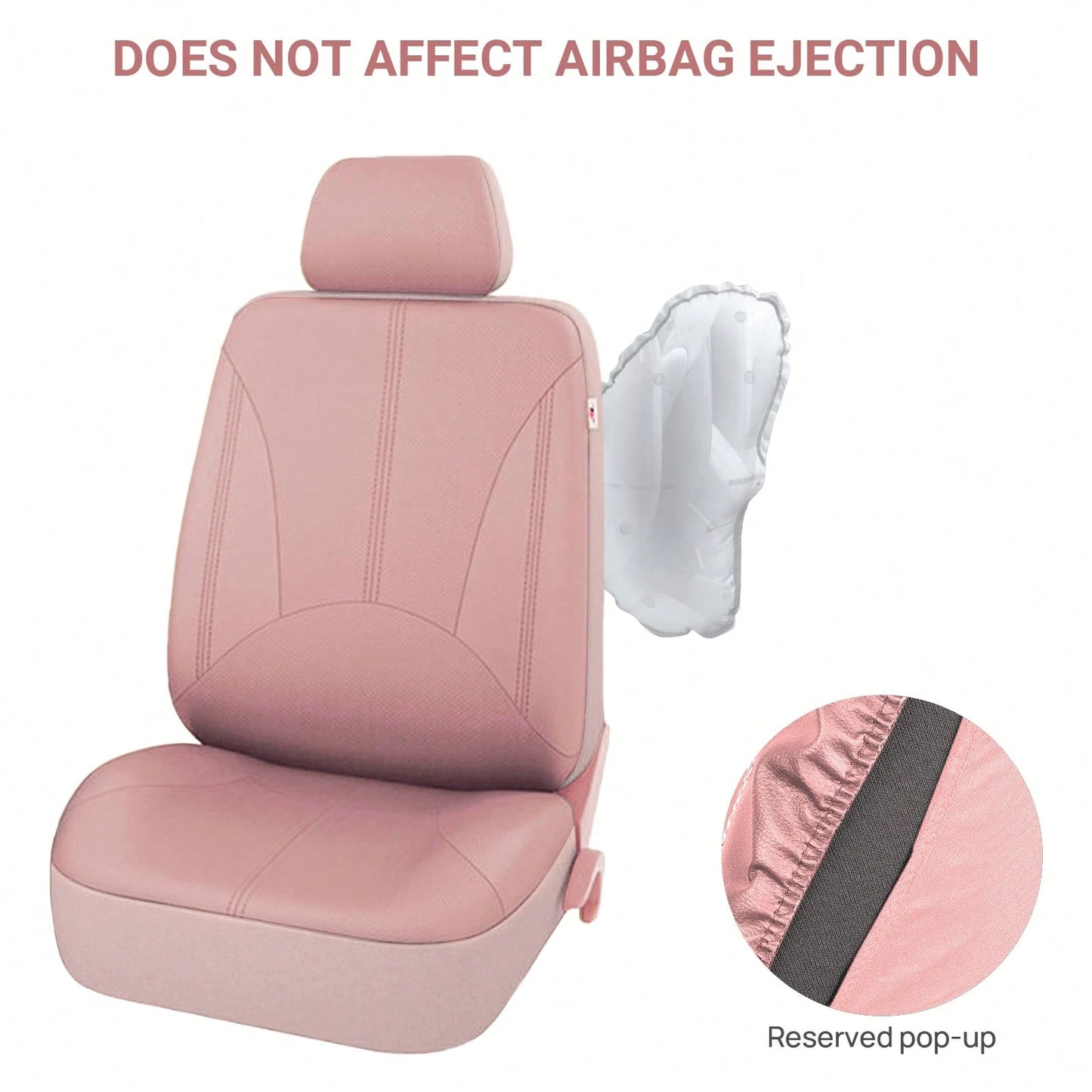 5 Seats PU Leather Car Seat Covers Full Set, Universal Size, Compatible With Airbags, Women & Girly Car Accessories, Pink Color, Waterproof Car Cushion Protector, SN1702